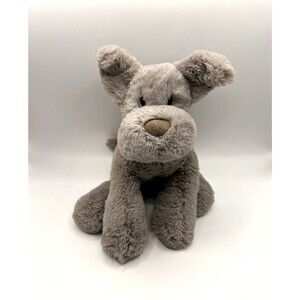 Jellycat London Retired Huggady Dog Stuffed Animal Plush Toy Gray 10 in